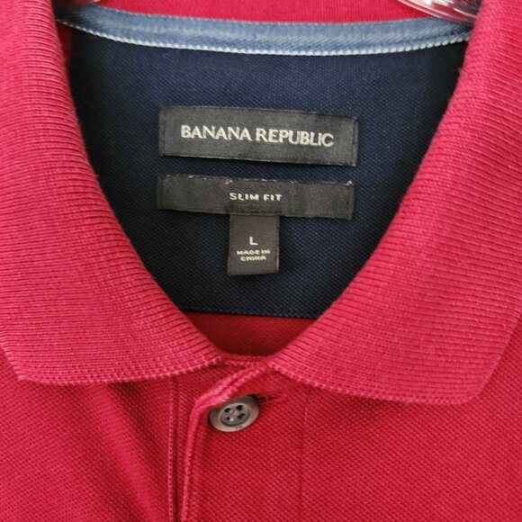 Banana Republic Men’s LG Slim Fit Golf/Polo Short Sleeve Collared Shirt Dark Red - Picture 4 of 8